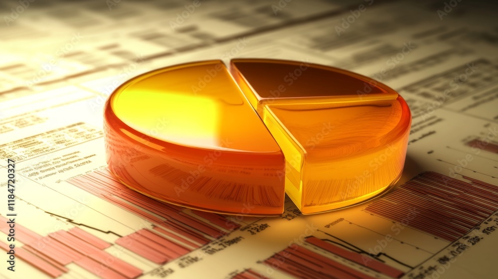 Fototapete a creative financial graph with a pie chart overlaying a line graph, showcasing different aspects of
