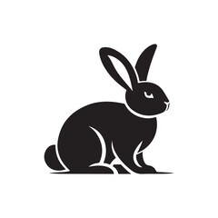 Obraz premium Black Color Bunny silhouette design Vector Illustration, Solid White Background 2.eps
