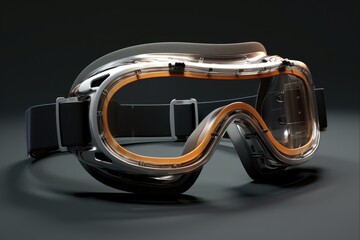 Safety Goggles for Work. Clear Lens Eye Protection for Industrial Use, Isolated on White Background. Horizontal Image