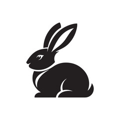 Black Color Bunny silhouette design Vector Illustration, Solid White Background 3.eps