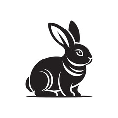Black Color Bunny silhouette design Vector Illustration, Solid White Background 1.eps