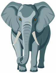 Realistic Elephant Illustration: Majestic Wildlife on White Background for Creative Projects.