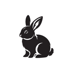 Black Color Bunny silhouette design Vector Illustration, Solid White Background 7.eps