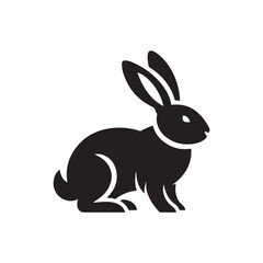 Obraz premium Black Color Bunny silhouette design Vector Illustration, Solid White Background 13.eps