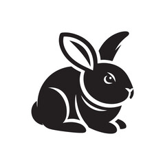Black Color Bunny silhouette design Vector Illustration, Solid White Background 16.eps