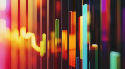 Obraz premium A detailed D bar chart displaying investment growth, with bars in vibrant colors and a sleek glass-like finish, highlighting the importance of data in financial decisions.