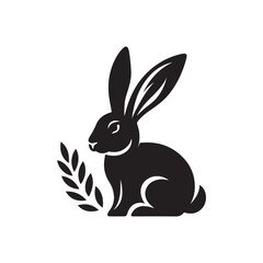 Black Color Bunny silhouette design Vector Illustration, Solid White Background 19.eps