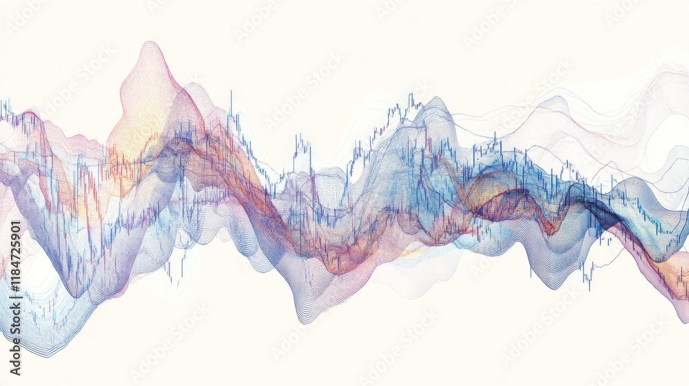 Poster a digital financial chart showing stock prices fluctuating over time, with a clear focus on the upwa