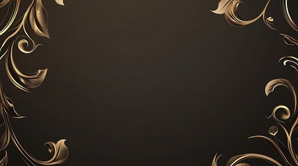 Elegant Gold Floral Frame Design On Dark Background