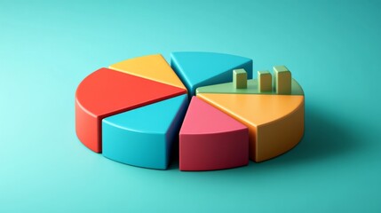 A dynamic D pie chart with swirling segments, creating an engaging visual that represents changing market conditions and real-time data analysis.