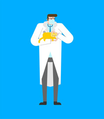 Doctor and cat. Veterinarian with pet