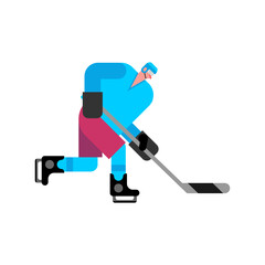 Hockey player isolated sign. ice hockey player