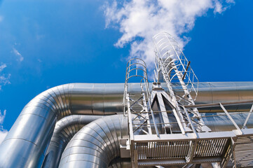 pipeline close-up against blue sky