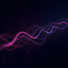 Network technology. Futuristic tech black background and purple waves Low poly wire illustration	

