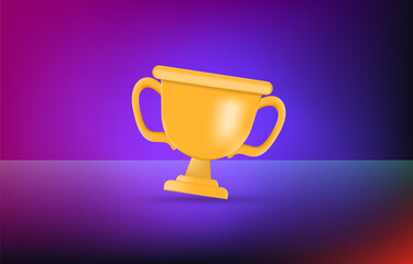3d trophy icon. symbol of victory, success or award. 3d Vector Illustration