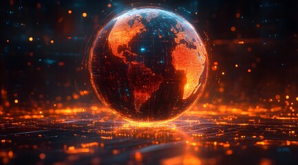 Stylized Globe with Abstract Arrows for Global Connections - Generative AI