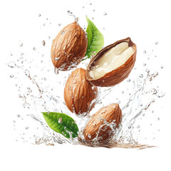 Argan Nuts Splashing in Water: A Refreshing Image of Nature's Bounty