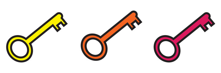 Key icon set. Key vector icon. Key symbol.