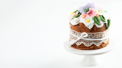 Easter bunny celebration cake. Traditional Easter baking. Easter holiday.