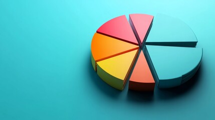 A high-contrast D pie chart with sharp edges and bright colors, emphasizing distinct categories of data, set against a clean and modern background.
