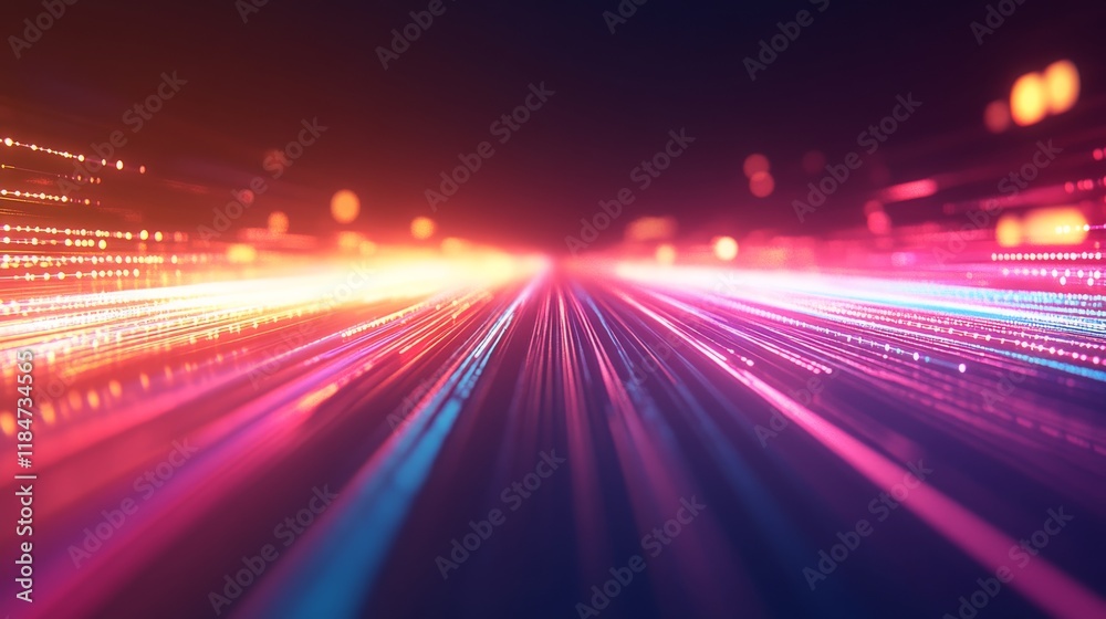 Leinwandbilder Glowing Earth is surrounded by neon-blue digital lines, creating a futuristic atmosphere with a wide composition and ample copy space on the left