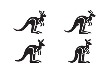 Stylized Kangaroo Silhouette Designs for Logos and Branding