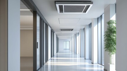 Obraz premium Bright hallway, minimalist design, sleek modern architecture.