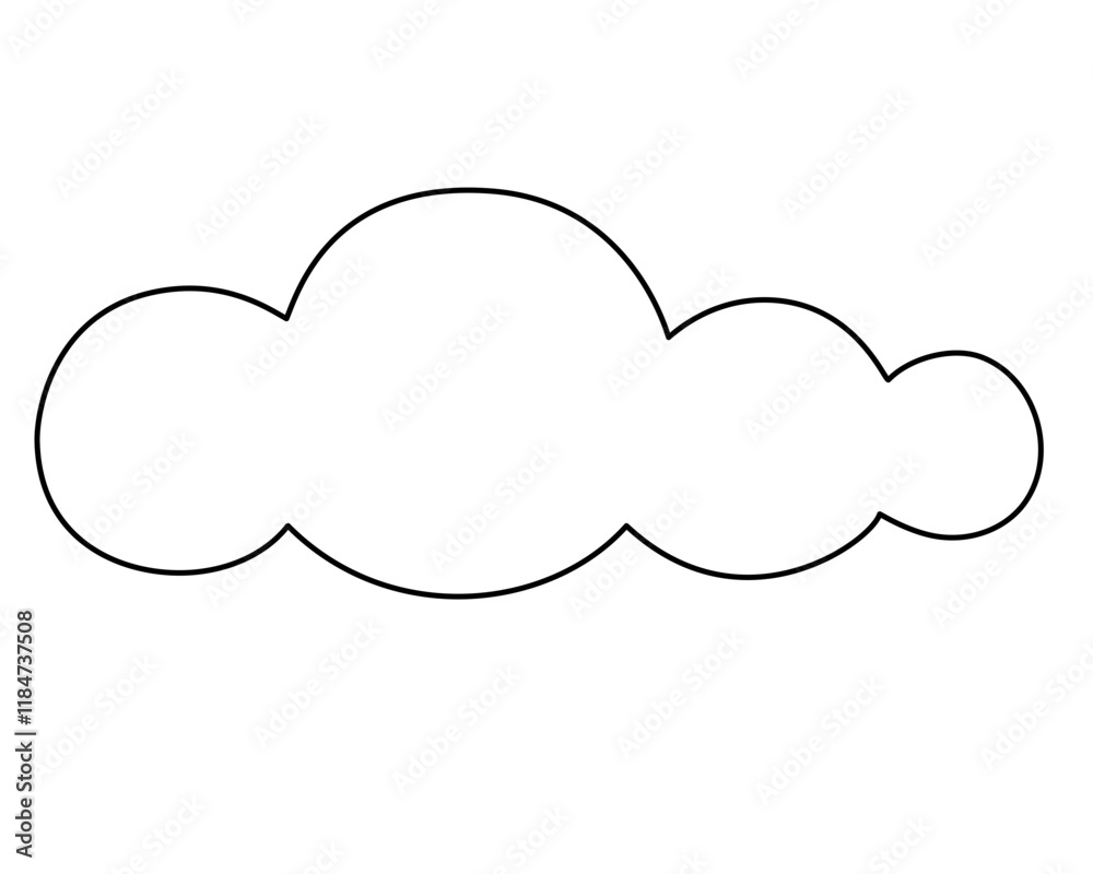 Wall mural Cloud, natural phenomenon - vector linear illustration for coloring pages, logo or pictogram. Outline. Cloud weather phenomenon sign or icon