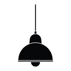 Roof lamp vector icon. Hanging light fixture symbol for interior design, home lighting, and ceiling decor. Black silhouette isolated on white background.