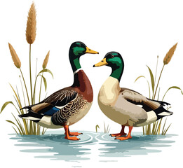 Fototapeta premium duck on the water. World wetlands day logo design