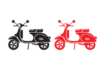 Fototapeta premium scooter silhouette vector on white background , Old scooter silhouette, Classic scooter silhouette