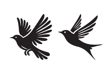 Minimalist Black Bird Icons for Professional Design Use