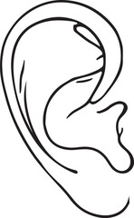 Simple Ear Line Art Design in Vector Format