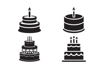 Minimalist Birthday Cake Silhouettes for Party and Celebration Designs