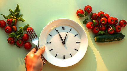 Fasting Clock Art A Visual Representation of Healthy Meal Timing The Food Clock A Creative Take on Intermittent Fasting Practices Clock Time and Nutrition Combined Artistic Clock for Fasting