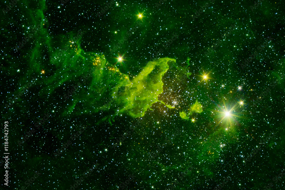Canvas Prints beautiful green space nebula. elements of this image furnished by nasa