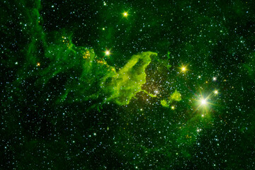 Beautiful green space nebula. Elements of this image furnished by NASA