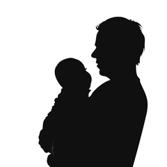 Father with Baby Black Silhouette Vector Illustration for Father's Day Isolated on transparent background