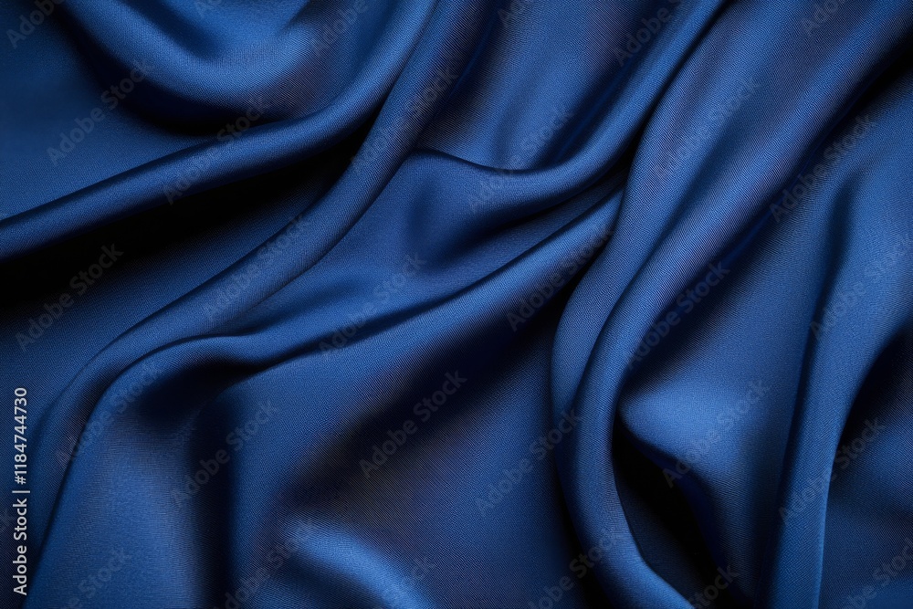 Poster Soft, fluid waves create a calming aesthetic in rich navy blue, perfect for branding spaces or evoking a serene atmosphere, with ample copy space available