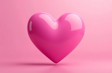 A glossy pink heart on a pink background symbolizing love and valentine's day