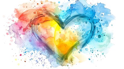 Multi-layered abstract watercolor heart with bold strokes and vivid colors fading into a soft, gradient background