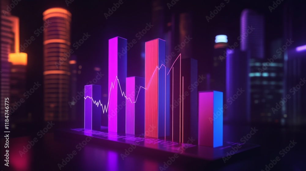 Aufkleber A professional D bar chart with a clean layout, showcasing different financial metrics in distinct colors, complemented by light effects to enhance its visual appeal.