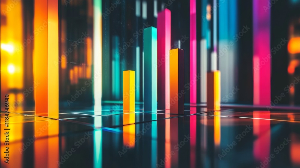 Aufkleber A professional D bar chart with a clean layout, showcasing different financial metrics in distinct colors, complemented by light effects to enhance its visual appeal.