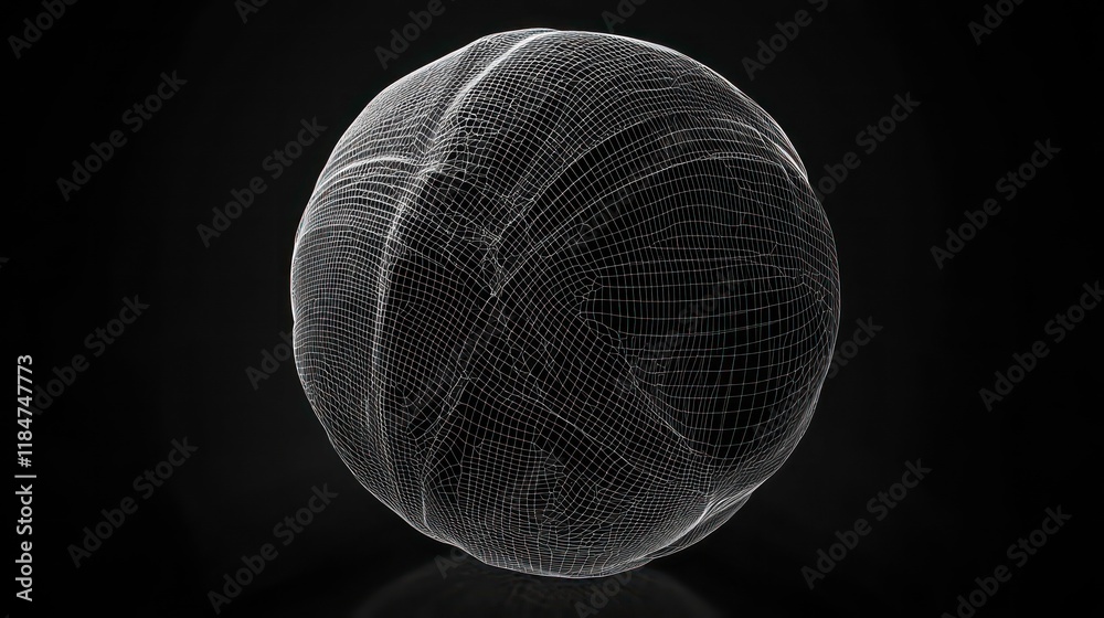 Poster Abstract 3D wireframe sphere model on dark background.