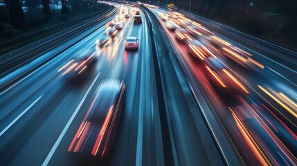 Night highway traffic light trails.
