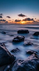 Obraz premium Panoramic view of a sunrise on the island