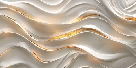 Obraz premium 3d white gold waves wallpaper