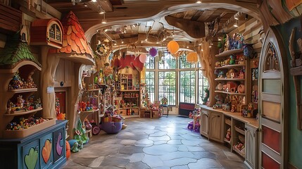 Obraz premium Fantasy-inspired toy store with whimsical decor and magical toys