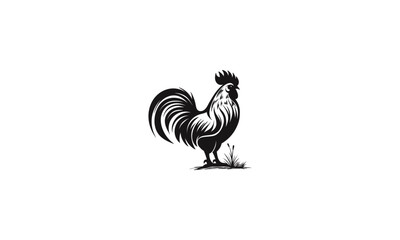 black and white rooster logo