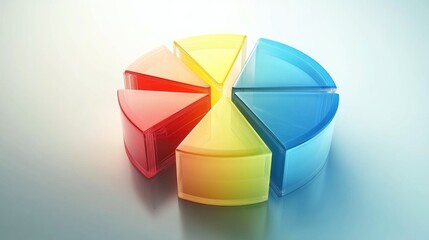 Obraz premium A sophisticated D pie chart with segmented pieces reflecting light, showcasing comparative financial data in a visually striking and informative format.